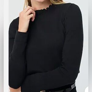 NWT J. Crew Factory Cotton ruffleneck sweater Black Size Small
